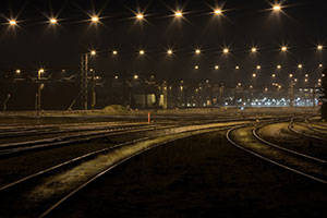 Railroad Tracks as Night